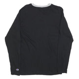CHAMPION Mens Black & Grey Long Sleeve Crew Neck Graphic T-Shirt M Cotton Blend