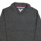 TOMMY HILFIGER Mens Grey Patterned Pullover Jumper Wool Blend XL Shawl Collar