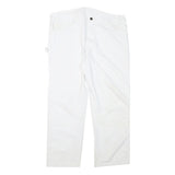 DICKIES Mens Cotton Blend White Regular Straight Trousers W37 L26 Workwear