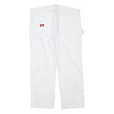 DICKIES Mens Cotton Blend White Regular Straight Trousers W37 L26 Workwear
