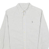 ALL SAINTS Mens White & Grey Striped Cotton Shirt S Slim Fit Casual Button Down