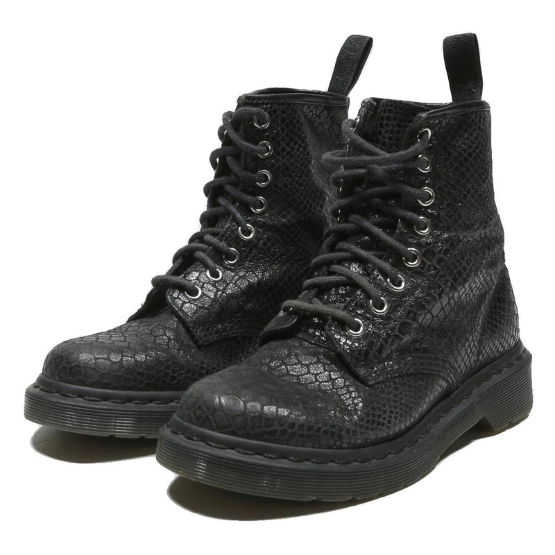 DR MARTENS Womens Lace-Up Boots Black Leather UK 3 Stylish Durable Combat Wear