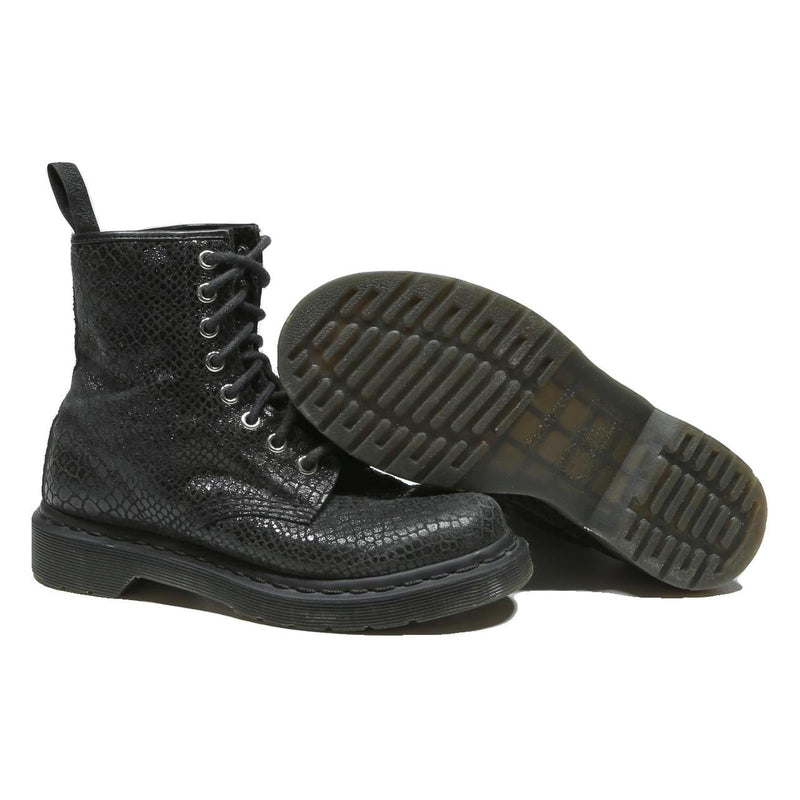 DR MARTENS Womens Lace-Up Boots Black Leather UK 3 Stylish Durable Combat Wear