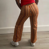 Cantarelli Striped Trousers - 31W UK 12 Orange Linen Blend