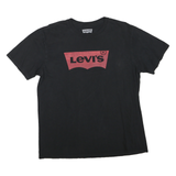 LEVI'S Mens Black Graphic T-Shirt L Short Sleeve Crew Neck Cotton Blend Casual