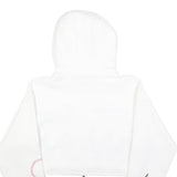 JK ATTIRE Womens White Hoodie XL Flame Print Cropped Drawstring