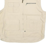 SDS Mens Cream Cotton Waistcoat XL Woven Zip Pocket Utility Outdoor