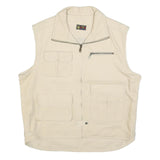 SDS Mens Cream Cotton Waistcoat XL Woven Zip Pocket Utility Outdoor
