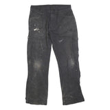 DICKIES Mens Cotton Blend Black Regular Straight Trousers W34 L29 Workwear Zip