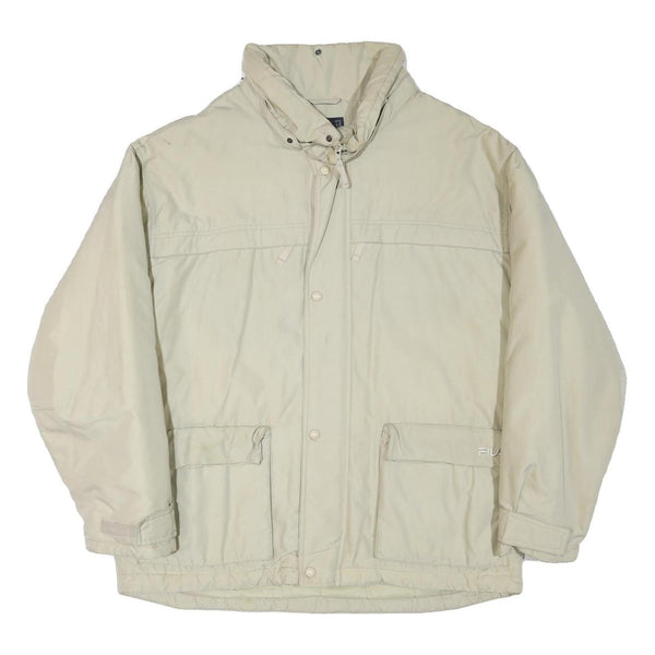 FILA Mens Cream Jacket XL Polyester Blend Plain Zip Outdoor Casual Style