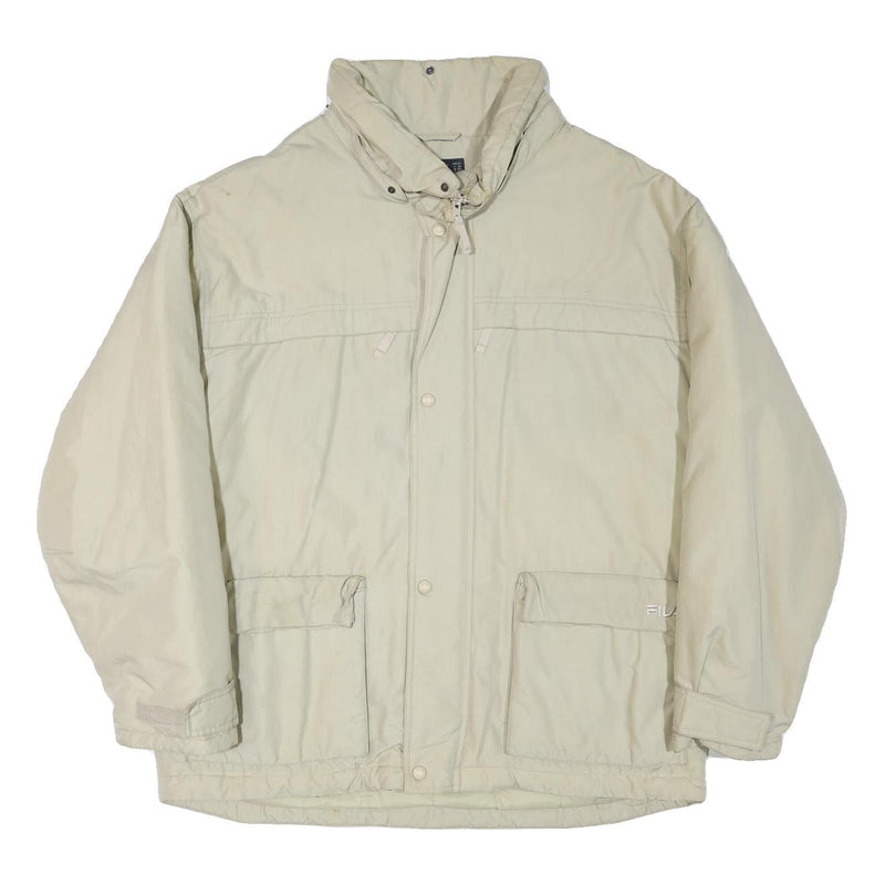 FILA Mens Cream Jacket XL Polyester Blend Plain Zip Outdoor Casual Style