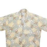 HALF MOON BAY Mens Beige & Brown Floral Cotton Shirt L Summer Casual Hawaiian