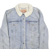 LEVI'S Mens Blue Denim Sherpa Collar Jacket M Cotton Button Casual Outerwear