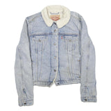 LEVI'S Mens Blue Denim Sherpa Collar Jacket M Cotton Button Casual Outerwear