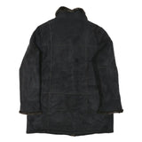 MANTEAUX Womens Black Faux Fur Collar Button Jacket XL Polyester Blend Warm