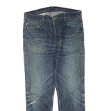 CARHARTT Mens Regular Blue Denim Slim Straight Jeans W36 L31 Distressed Zip