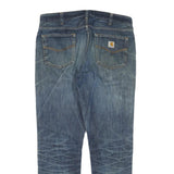 CARHARTT Mens Regular Blue Denim Slim Straight Jeans W36 L31 Distressed Zip