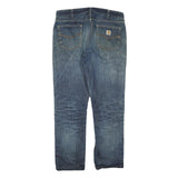 CARHARTT Mens Regular Blue Denim Slim Straight Jeans W36 L31 Distressed Zip
