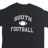 Mens Black South Football Graphic T-Shirt S Short Sleeve Crew Neck Casual Cotton