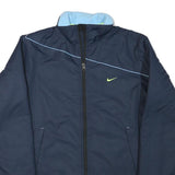 NIKE Mens Navy Blue Sports Jacket L Polyester Blend Zip Plain Lightweight Active