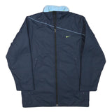 NIKE Mens Navy Blue Sports Jacket L Polyester Blend Zip Plain Lightweight Active