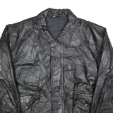 Mens Black Leather Jacket 2XL Zip Closure Classic Fit Plain Stylish Outerwear