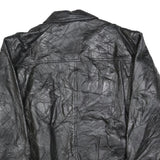 Mens Black Leather Jacket 2XL Zip Closure Classic Fit Plain Stylish Outerwear