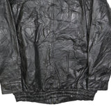 Mens Black Leather Jacket 2XL Zip Closure Classic Fit Plain Stylish Outerwear