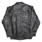 Mens Black Leather Jacket 2XL Zip Closure Classic Fit Plain Stylish Outerwear