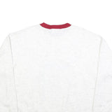 Mens White & Red Sport Graphic Crew Neck Sweatshirt M Casual Pullover