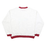 Mens White & Red Sport Graphic Crew Neck Sweatshirt M Casual Pullover