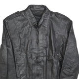 Mens Black Leather Zip Jacket S Woven Plain Classic Fit Comfortable Stylish