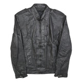 Mens Black Leather Zip Jacket S Woven Plain Classic Fit Comfortable Stylish