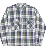AS Mens Blue Green White Check Shirt M Long Sleeve Cotton Blend Casual