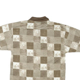 BLUE JEANS Mens Beige & Brown Check Short Sleeve Polo Shirt L Cotton Blend