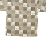BLUE JEANS Mens Beige & Brown Check Short Sleeve Polo Shirt L Cotton Blend
