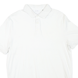 CALVIN KLEIN Mens White Short Sleeve Plain Polo Shirt M Classic Cotton Blend