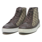 GUCCI High Top Mens Trainers Brown & Tan Leather UK 8 Designer Luxury Casual
