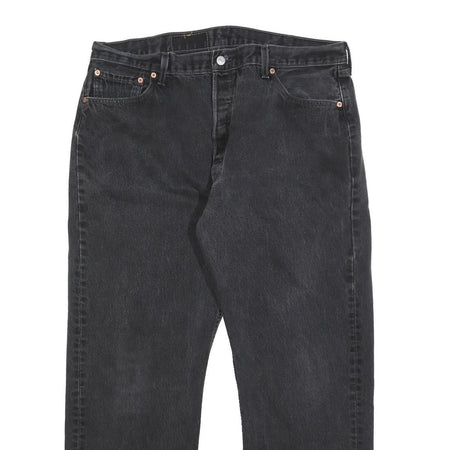 LEVI'S 501 Mens Jeans Black Regular Straight Denim Medium W37 L30 Classic Button