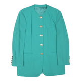 GOLDIX Womens Turquoise Button Jacket M Polyester Blend Plain Elegant Classic