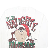 Mens White Cotton Blend Looney Tunes Crew Neck L Cartoon Graphic Sweatshirt