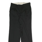 Mens Black Cotton Regular Fit Straight Trousers W30 L30 Zip Closure Classic