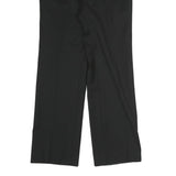Mens Black Cotton Regular Fit Straight Trousers W30 L30 Zip Closure Classic