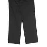 Mens Black Cotton Regular Fit Straight Trousers W30 L30 Zip Closure Classic