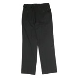 Mens Black Cotton Regular Fit Straight Trousers W30 L30 Zip Closure Classic