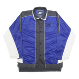 XY COMPANY Mens Blue & Grey Button Jacket 2XL Polyester Blend Sports Style