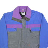 LUTTEURS Mens Blue & Purple & Grey Jacket XL Polyester Blend Zip Colourblock