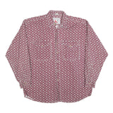ALDO Mens Red & White Cotton Blend Shirt M Floral Pattern Long Sleeve Button