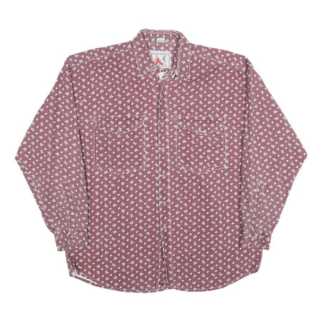 ALDO Mens Red & White Cotton Blend Shirt M Floral Pattern Long Sleeve Button