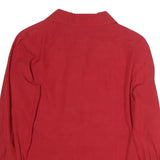 Womens Red Basic Shirt Long Sleeve Collared Plain M Button Detail